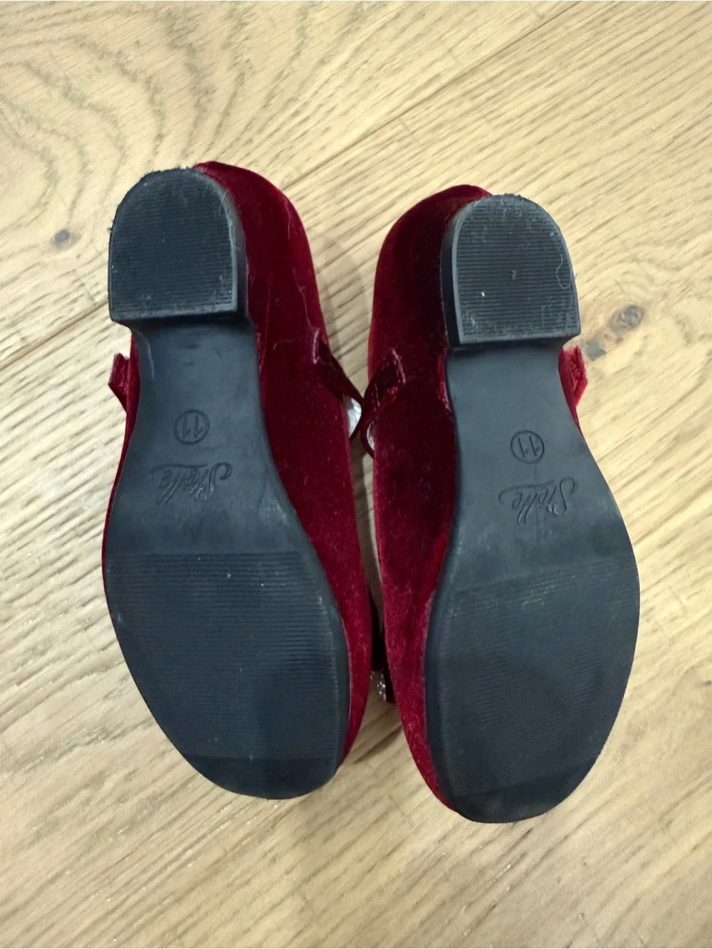 Sparkling Bow Velvet Mary Jane Girls Dress Shoes - Burgundy